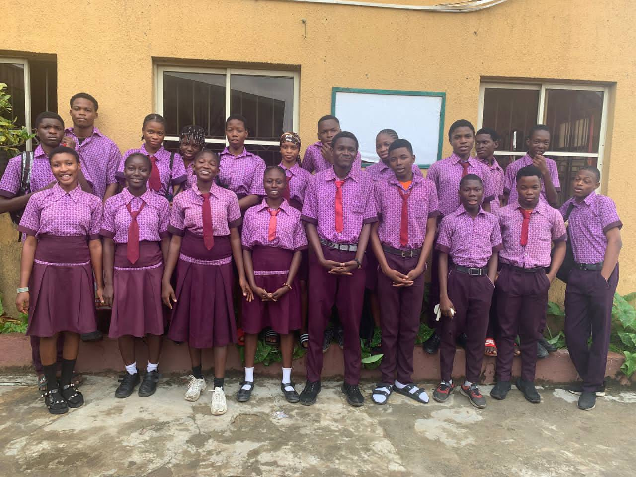 School building with students