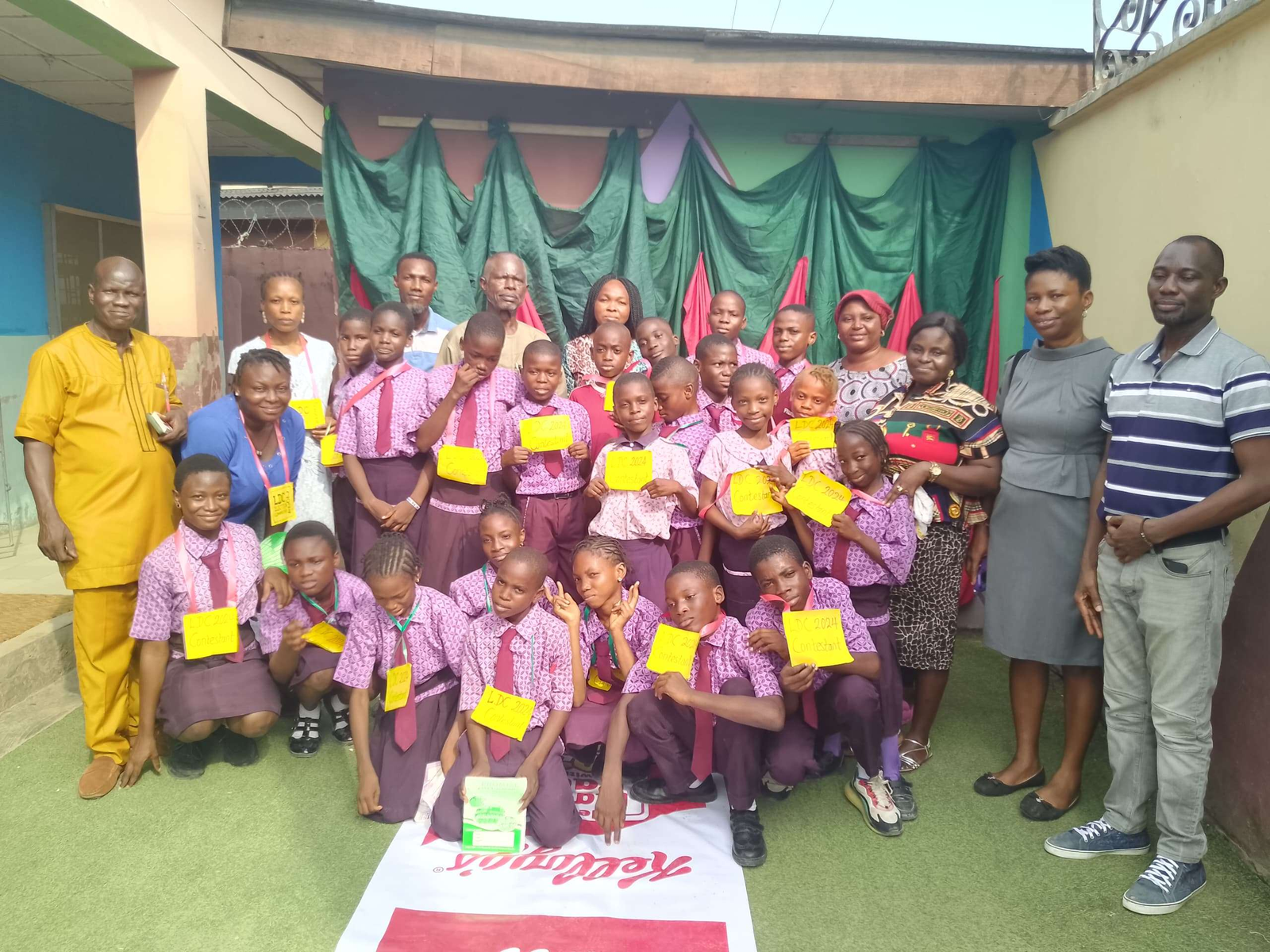 Teachers gathering with students